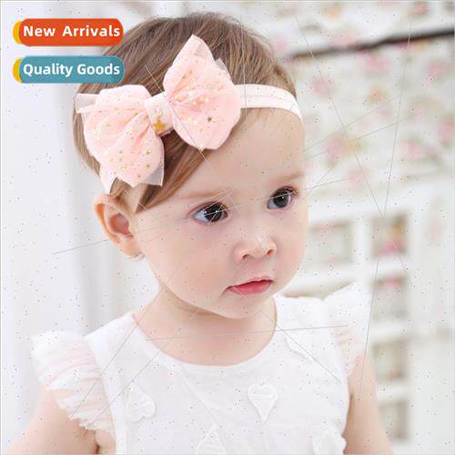 Baby photo jewelry Korea hot gold pentagram mesh bow hair bs