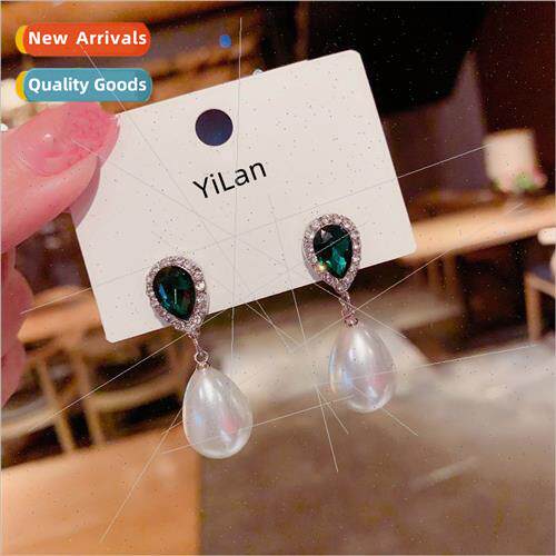 925 silver needle long retro court fashion pearl earrings em