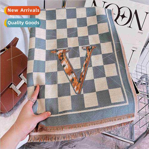 2023 checkerboard plaid large scarf female autumn winter 202