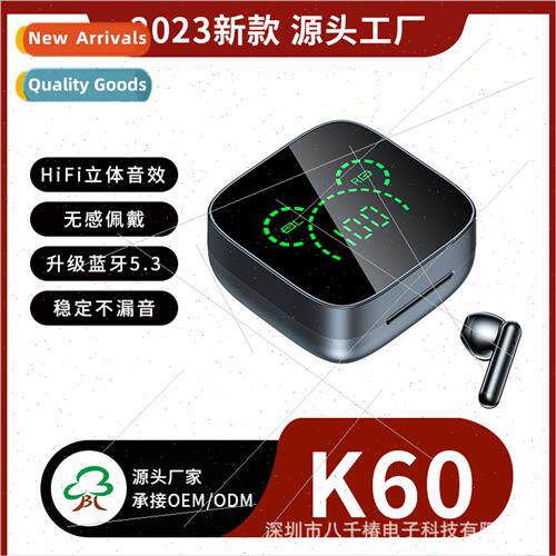 New bluetooth headset K60 mirror digal display mini half in-