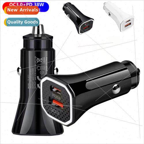 38W QC3.0+PD dual line fast charger cell phone car charger T