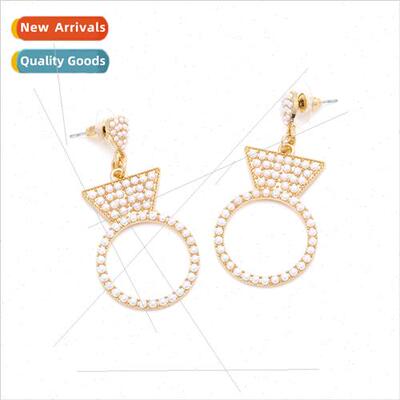Korea  hundred ring shape alloy inlaid pearl earrings fashio