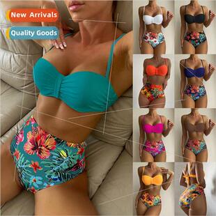 Women Solid Color 2024 Spl Swimsu Floral Adult Bikini