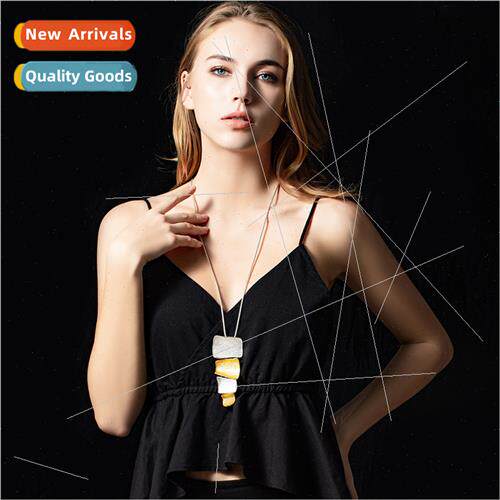 Pendant sweater new alloy simple niche square jewelry long c