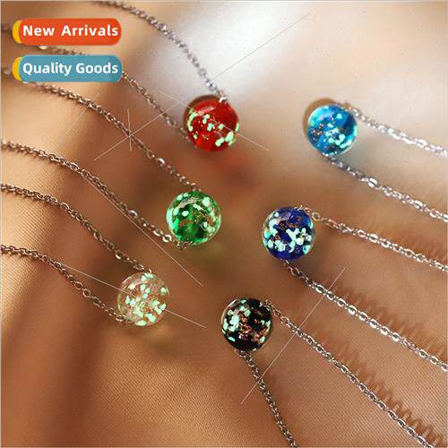 Europe new six-color glaze luminous beads beaded chain neckl