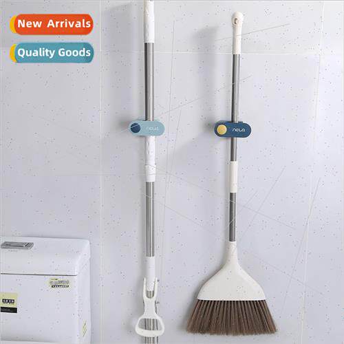 Bathroom mop holder adhesive wall-mounted broom organizer cl