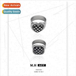 ring checkerboard women fashion Black whe