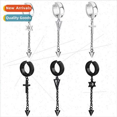Hexagram Pendant Pointed Cone Tassel Charm Chain Steel Chain