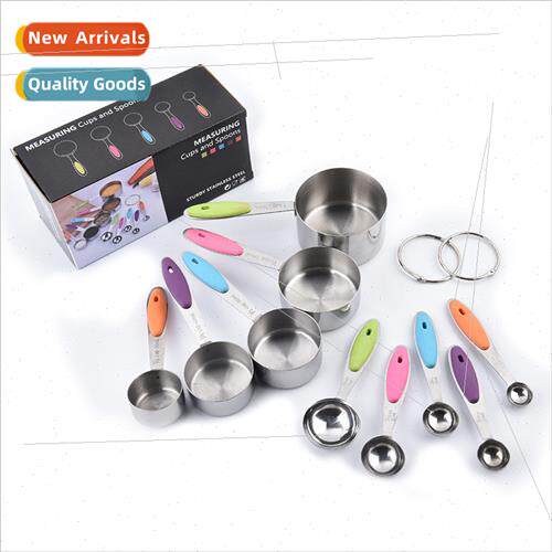 Colorful licone Handle Stainless Steel Measuring Cups Measur