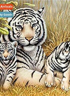 Cross Stch New DIY Whe Tiger Family Full Stch mple Handmade