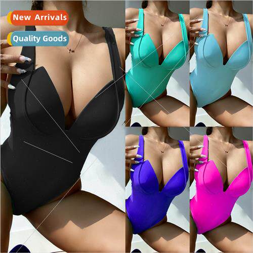 2022Europe new one-piece swimsu sexy hard cup bikini swimsu