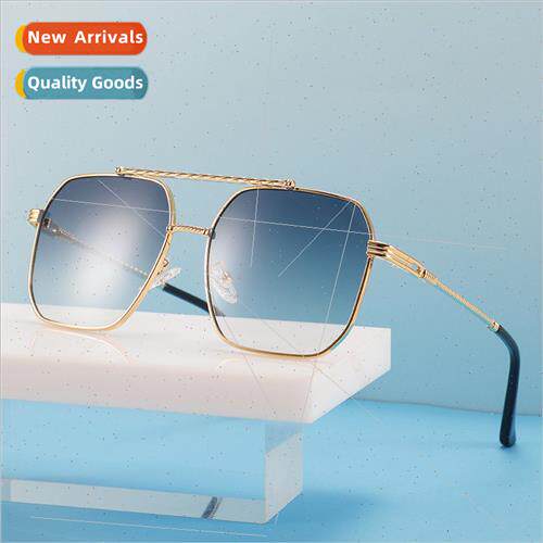 New double beam square sunglasses men  INS sunglasses hip ho