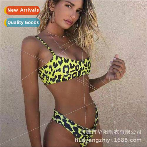 2021Europe new womens separates swimsu leopard print bikini