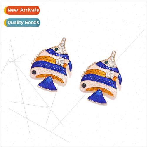 ZA new fashion lovely colorful alloy oil drop tropical fish