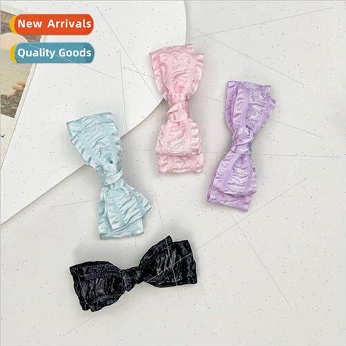 new ruffled ruffle bow hair clips sweet girl simple versatil