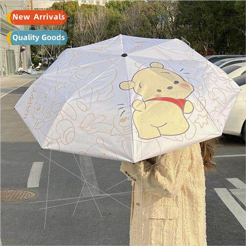 Cute cartoon bear puppy vinyl umbrella girl heart sunny rain