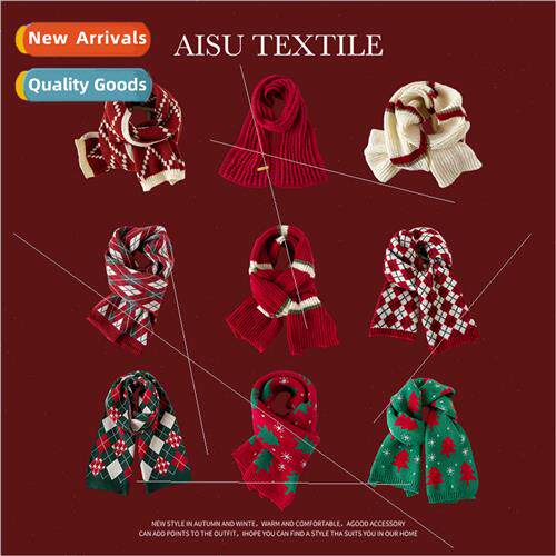 Christmas red small scarf women autumn winter new small long
