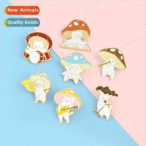 Creative Fun Brooch Dancing Cat Mushroom Umbrella Cute Stude
