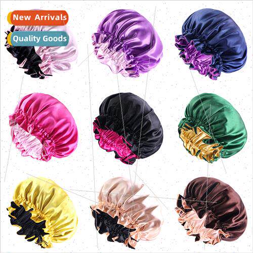 Wooden ear edge satin double layer sleeping cap African wind