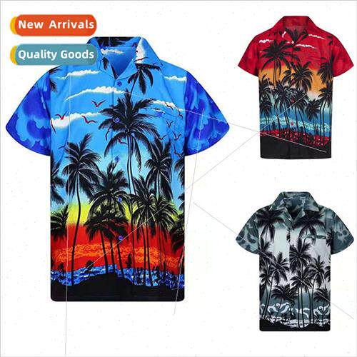 2023 Men Shirts Hawaii 3D Beach Print Casual Men Shirts Men