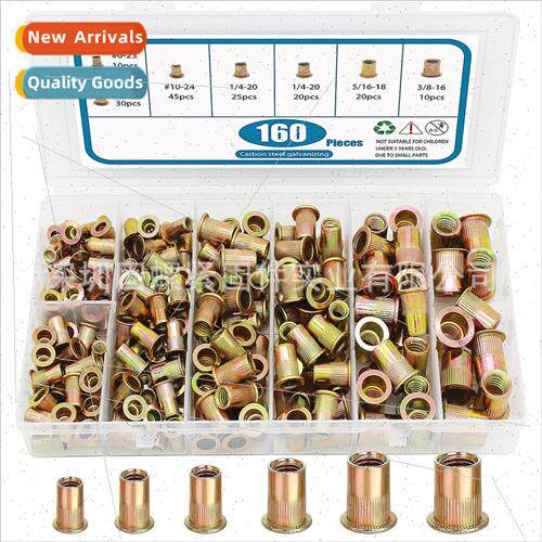 160pcs boxed nuts usa rivet nut flat head striped screw cap