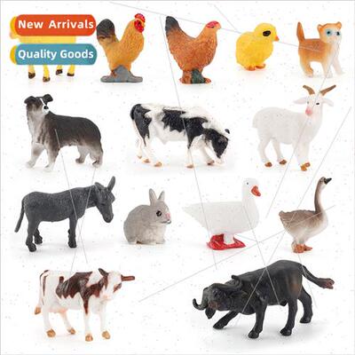 14 Mini Poultry Animal Model Set Solid Chicken Duck Goose Ra