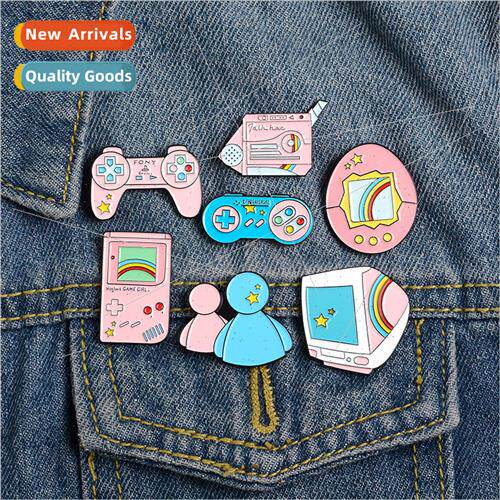 Creative girls pink cute cartoon game console brooch game co