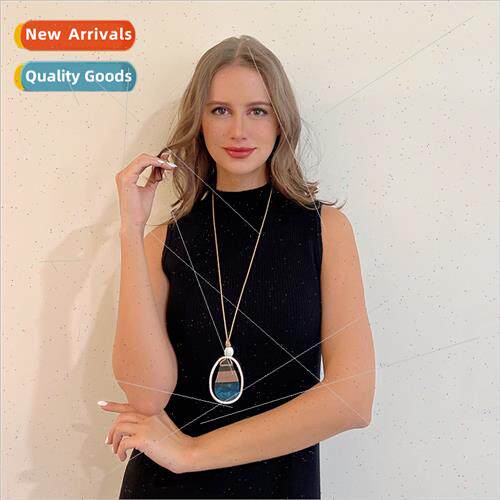 Necklace Europe popular geometric wood pcs patchwork sweater
