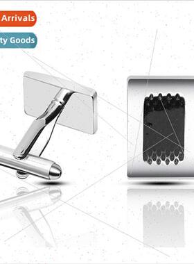 Tuxedo copper cufflinks personalized rectangular baked ename