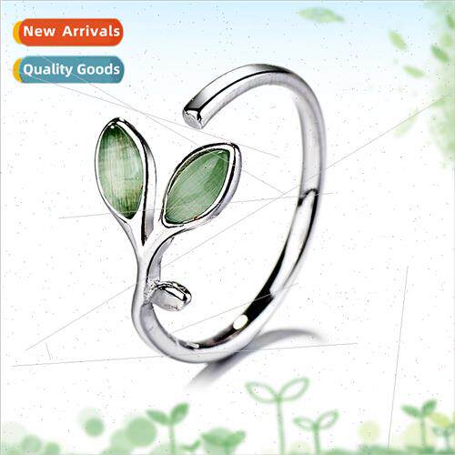 mple green leaf leaf ring female opening fresh fashion cat e