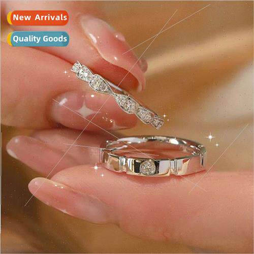 Sugar Cube Bow Couple Rings Silver Pair Niche 适用Man Girlfr