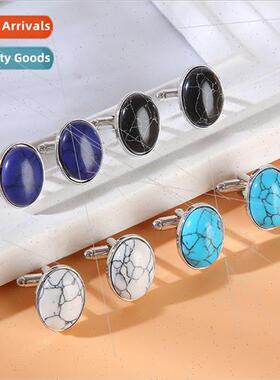 new round whe gemstone cufflinks blue crystal shirt buttons
