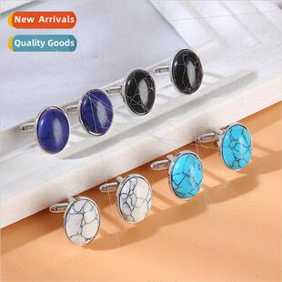 gemstone cufflinks blue new shirt whe crystal buttons round