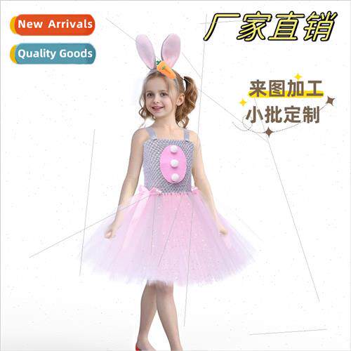 The new Easter bunny princess dress girls mesh skirt childre