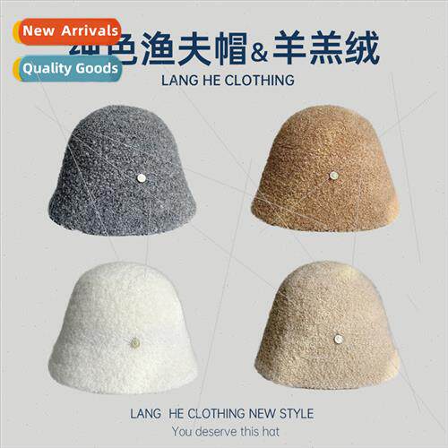 Wool blend tweed bucket hat women fall winter hundred wh war