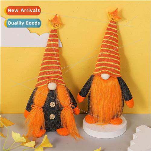 New harvest festival fall pumpkin maple leaf faceless gnome