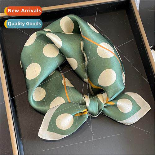 Korea  sweet polka dot small silk scarf female mulberry silk