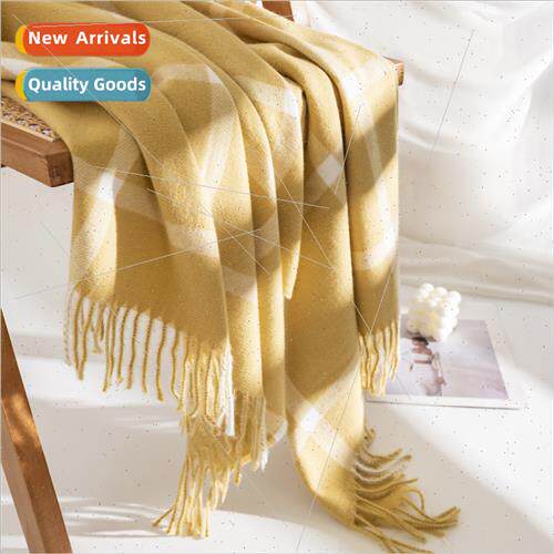 2023 new Korea  winter faux cashmere plaid scarf outside tas