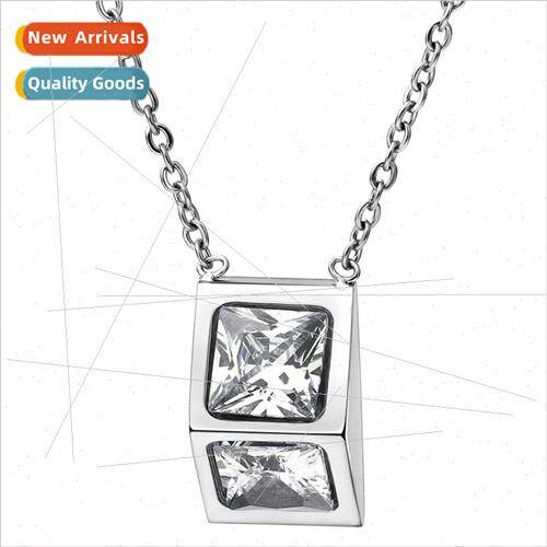 Tanium steel simple rose gold women necklace wh zirconium fa