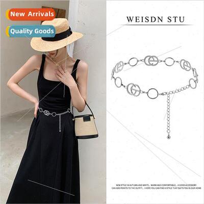 2023 niche design C letter waist chain female rhinestone inl