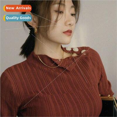 ins Europe cold wind savi square texture snakebone chain tan