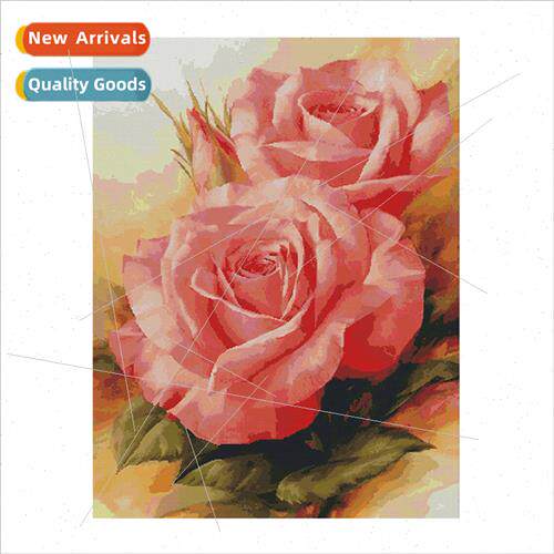 Handmade Full Stch Pink Roses mple Cross Stch ving Room Bedr