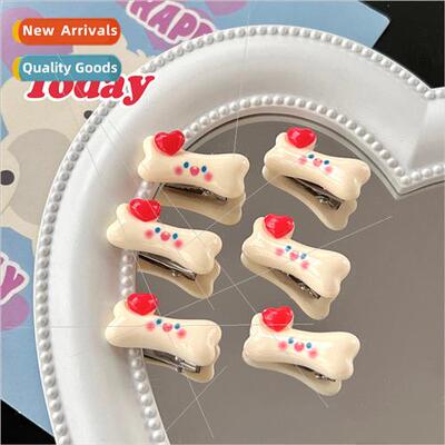 Cute girl heart pink bone hair clips soft cute duckbill clip