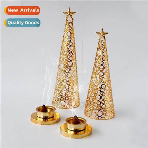 Metal Christmas Tree Incense Burner Candle Holder Dual Purpo
