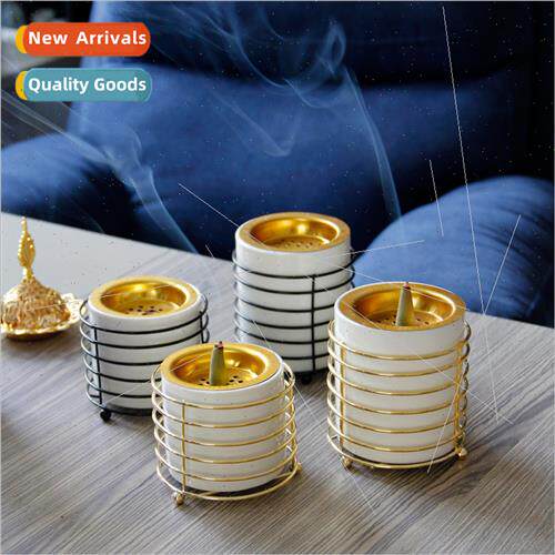mple Modern Europe Gold Metal Ceramic Combination Incense Bu