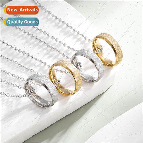 New Stainless Steel Ring Necklace Fashion Frosted Stainless