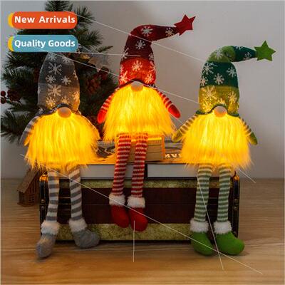 New Christmas wh lights luminous long legs gnome faceless ol