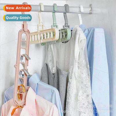 Multi-functional nine-hole telescopic -slip coat rack closet