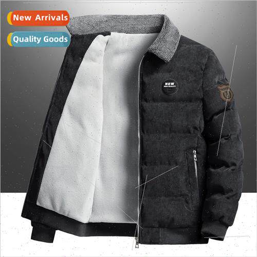 Lamb wool padded cotton jacket men fall winter corduroy cott