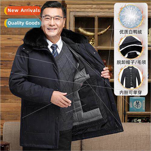 Middle-aged elderly down jacket men winter dad thickened war